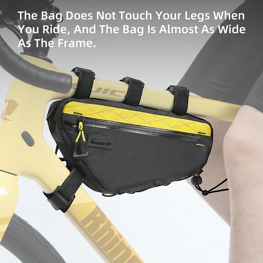 Rhinowalk Bicycle Front Frame Bag Bike Under Top Tube Triangle Bag Lightweight 1.7L Cycling Accessories Nylon Pack Pouch for Mountain Road Bike(Black)