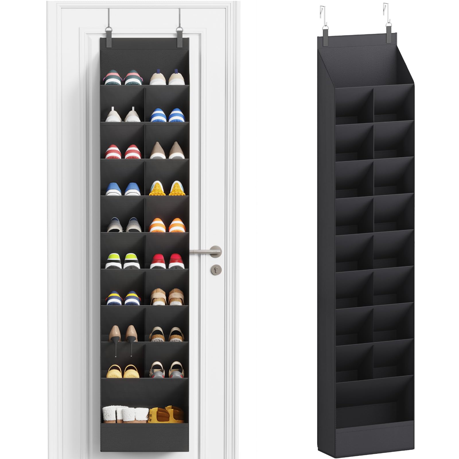 Lifewit 10 Tier Over the Door Shoe Organisers with 19 Deep Pockets, Fabric Hanging Wall Mounted Shoes Rack Behind Door Storage Organizer for Boots, Sports Sneakers in Dorm,Home or Closet,1 Pack, Black
