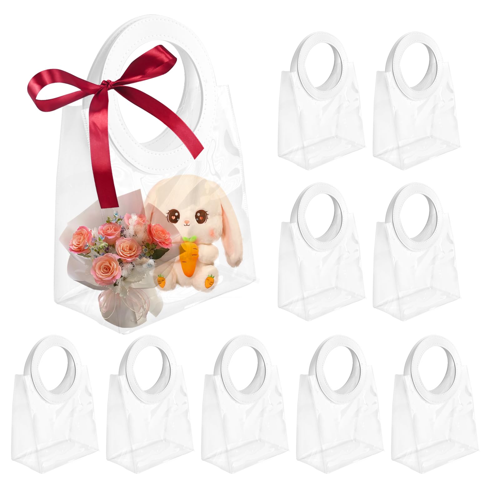 12/24 pezzi sacchetti regalo trasparenti con manici borsa tote