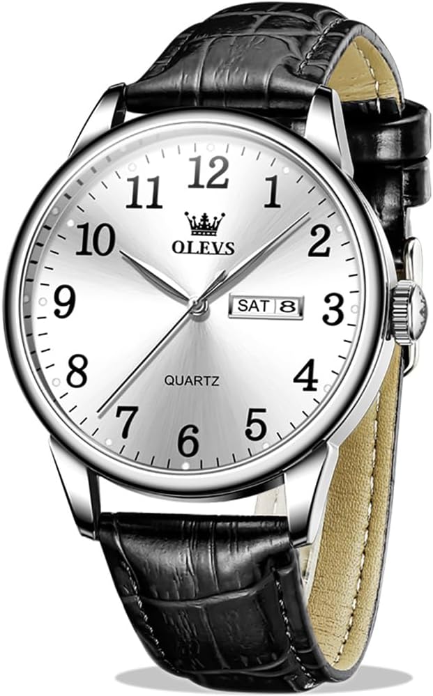 OLEVS Mens Watches, Casual Leather Watches for Men Easy to