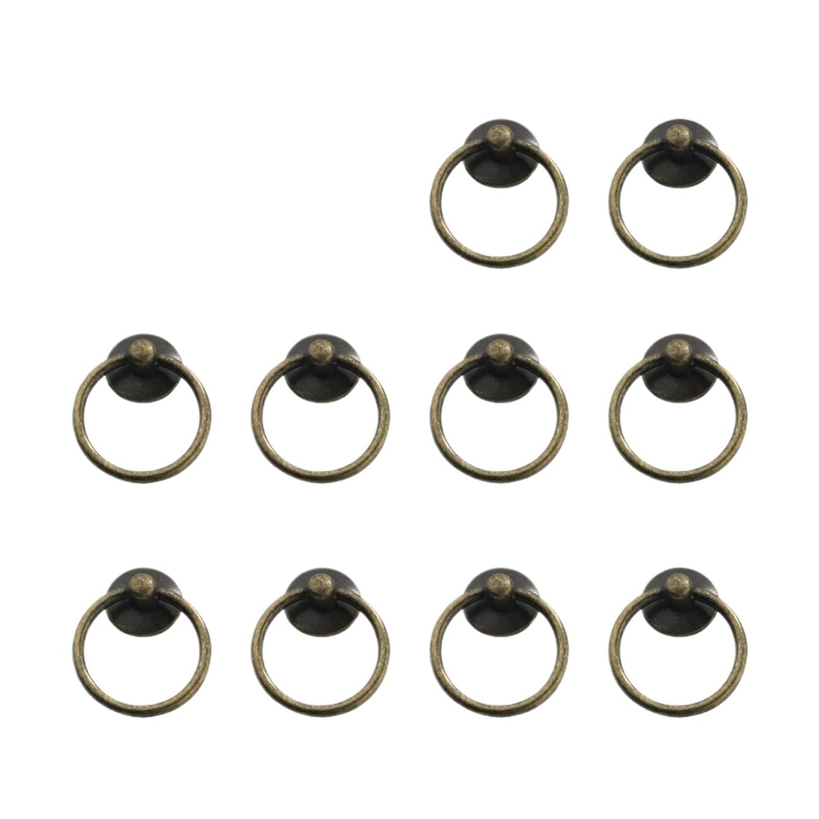 ZHSOAO 10Pc Vintage Round Ring Furniture Door Pull Handle Alloy Cabinet Dresser Drawer Knobs Cupboard for Jewelry Box for Drawers(Bronze)