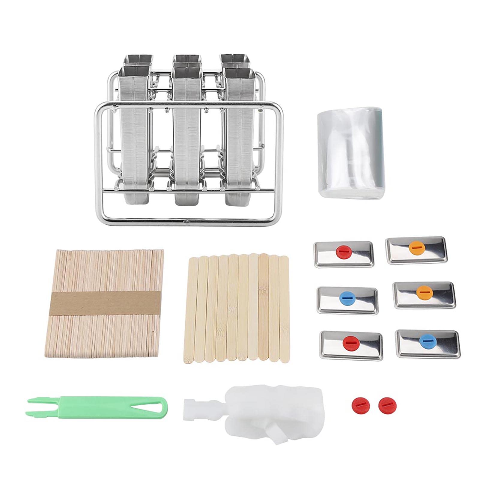 Luocute Stampo per Gelato in Acciaio Inox, 6 Cavità DIY Pop Maker (Round