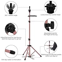 Vista 15 de Klvied Soporte reforzado para peluca, trípode y cabeza de maniquí, soporte ajustable para entrenamiento de peluquería cosmetología con T con gorras