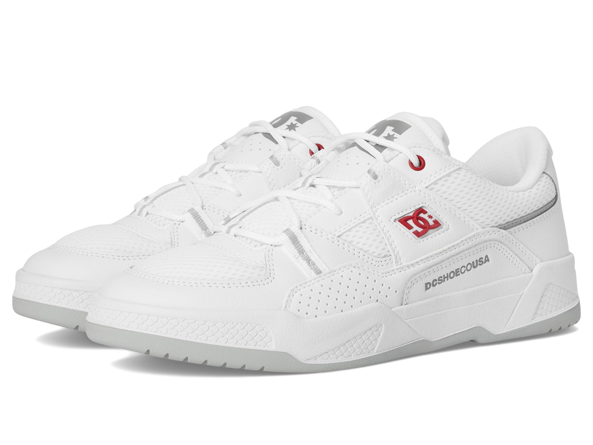 DC Men's Construct Skate Shoe, White/RED/Grey, 11