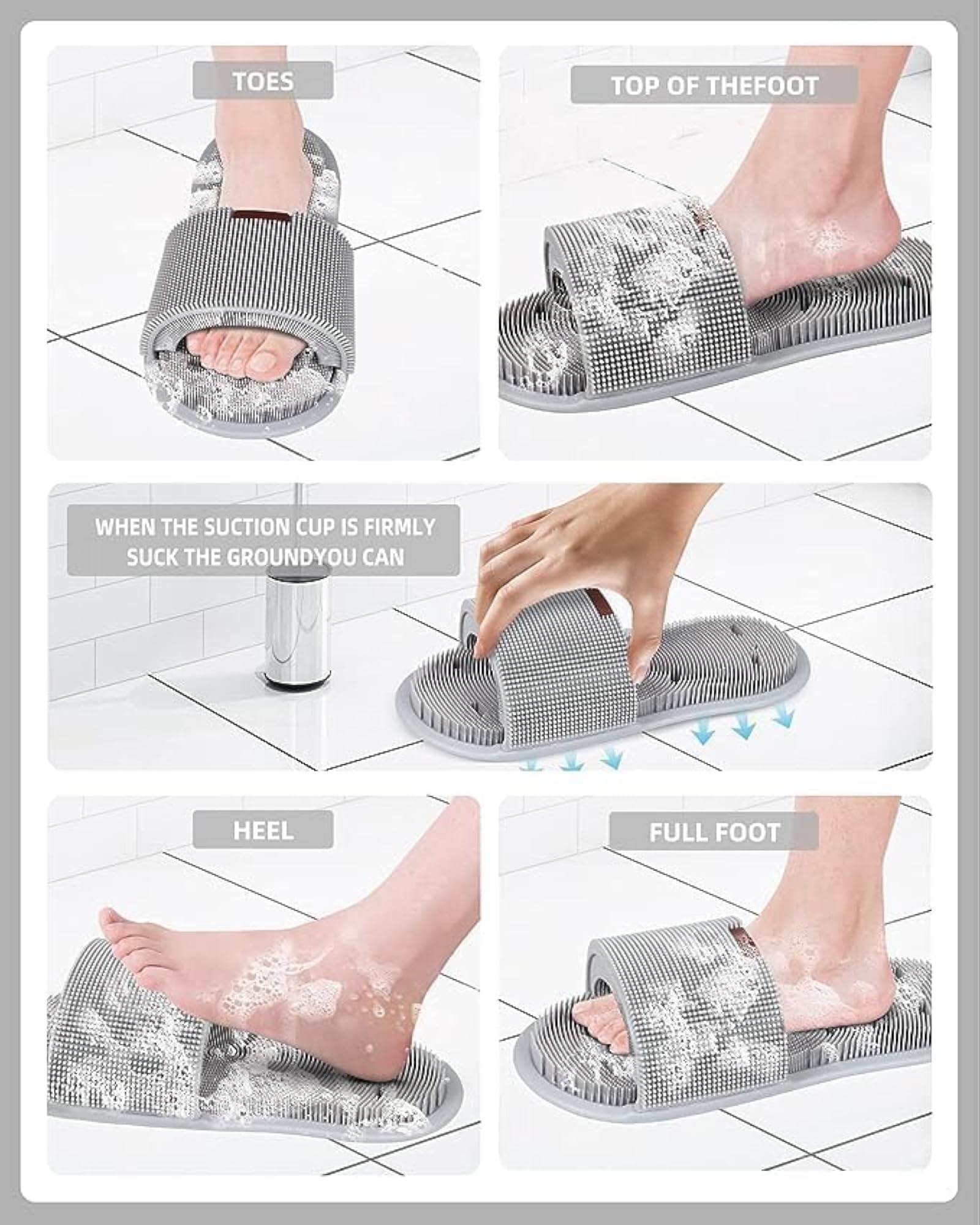 1 Pc Shower Foot Scrubber with Soft Silicone Bristles