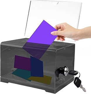 Acryl Spendenbox, Spendenbox Abschließbar, Wahlurne schwarz transparent mit Schlüsselschloss, für Gewinnspiele, Abstimmungen,Visitenkarten,