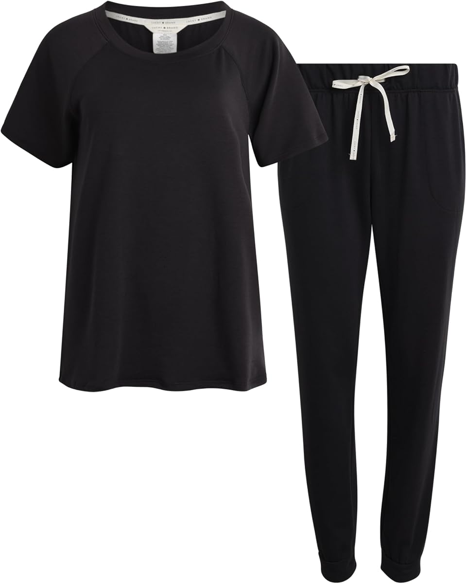 Lucky Brand Women's 2-Piece Pajama Set – Soft Sleepwear with Short Sleeve Shirt and Jogger Pants with Pockets (S-XL)