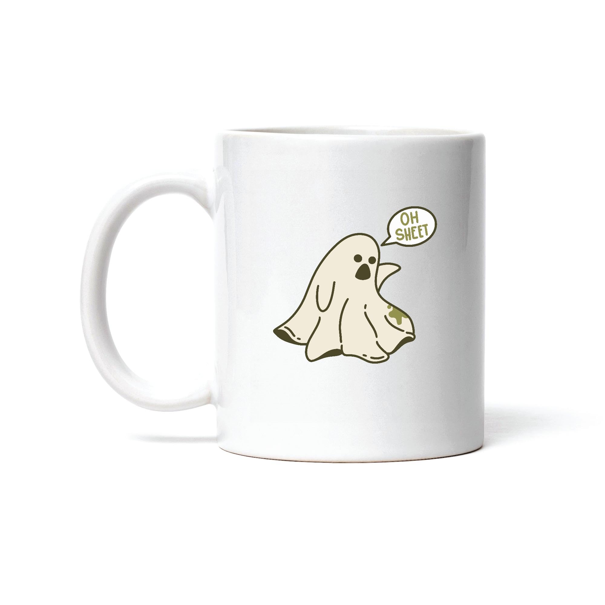 Ghost Funny Pun Cartoon Gift for Halloween Fans Classic Ghost with Speech Bubble 11oz 15oz White Coffee Mug
