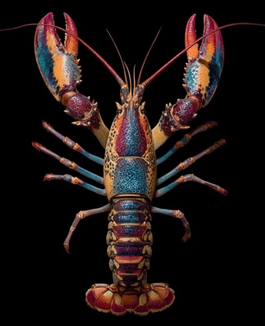 WANGWANGMIAO Paint by Numbers for Adults Colorful Lobster, Painting by Numbers for Adult Canvas Crafts Kits, DIY kit for Relax and De-Stress Home Gift 16x20inch，with Frame