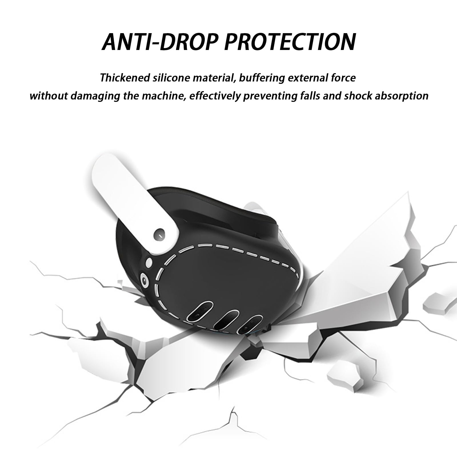 Schutzhülle aus Silikon, VR Headset Shell Schutzhülle für Meta Quest 3,Silikon VR Shell Front Face Protector Abdeckung Kompatibel mit Meta Quest 3 Schockproof & umfassender Schutz für VR (schwarz)