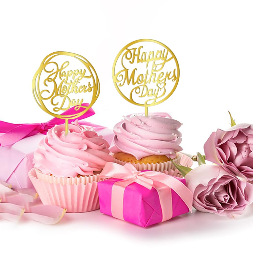 12-Piece Mother’s Day Cake Topper Set – Acrylic “Best Mom Ever” Decorations For Cupcakes & Cakes