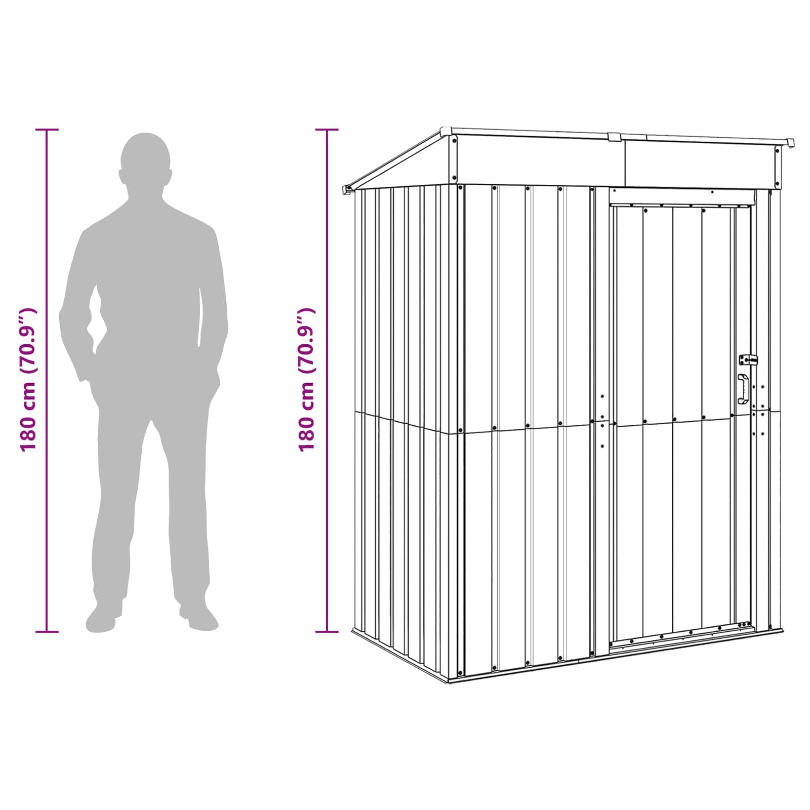 vidaXL Casette da Giardino Antracite 137 x 81 x 180 cm Metallo, Giardino e terrazza, Robusto shed in Metallo, Struttura Rettangolare per riporre Attrezzi, organizzazione Esterna