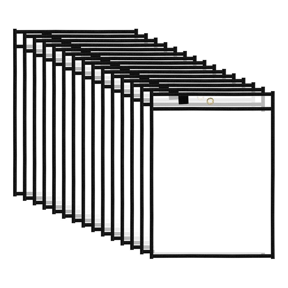 Lot De 10 Pochettes Effaçables à Sec Transparentes - Réutilisables Avec Stylos Et Gommes