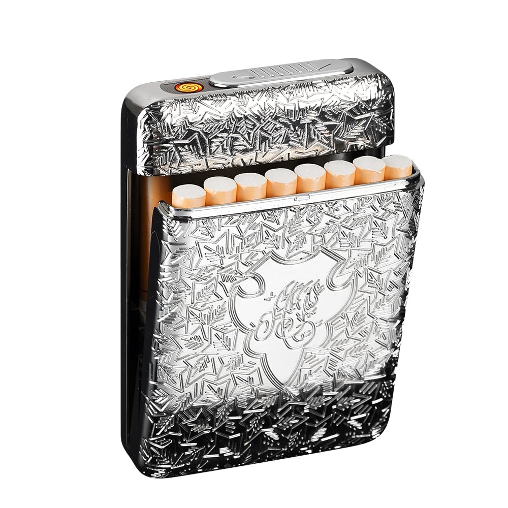 Étui à cigarettes avec briquet intégré électronique rechargeable boîte cigarettes King Size 84mm