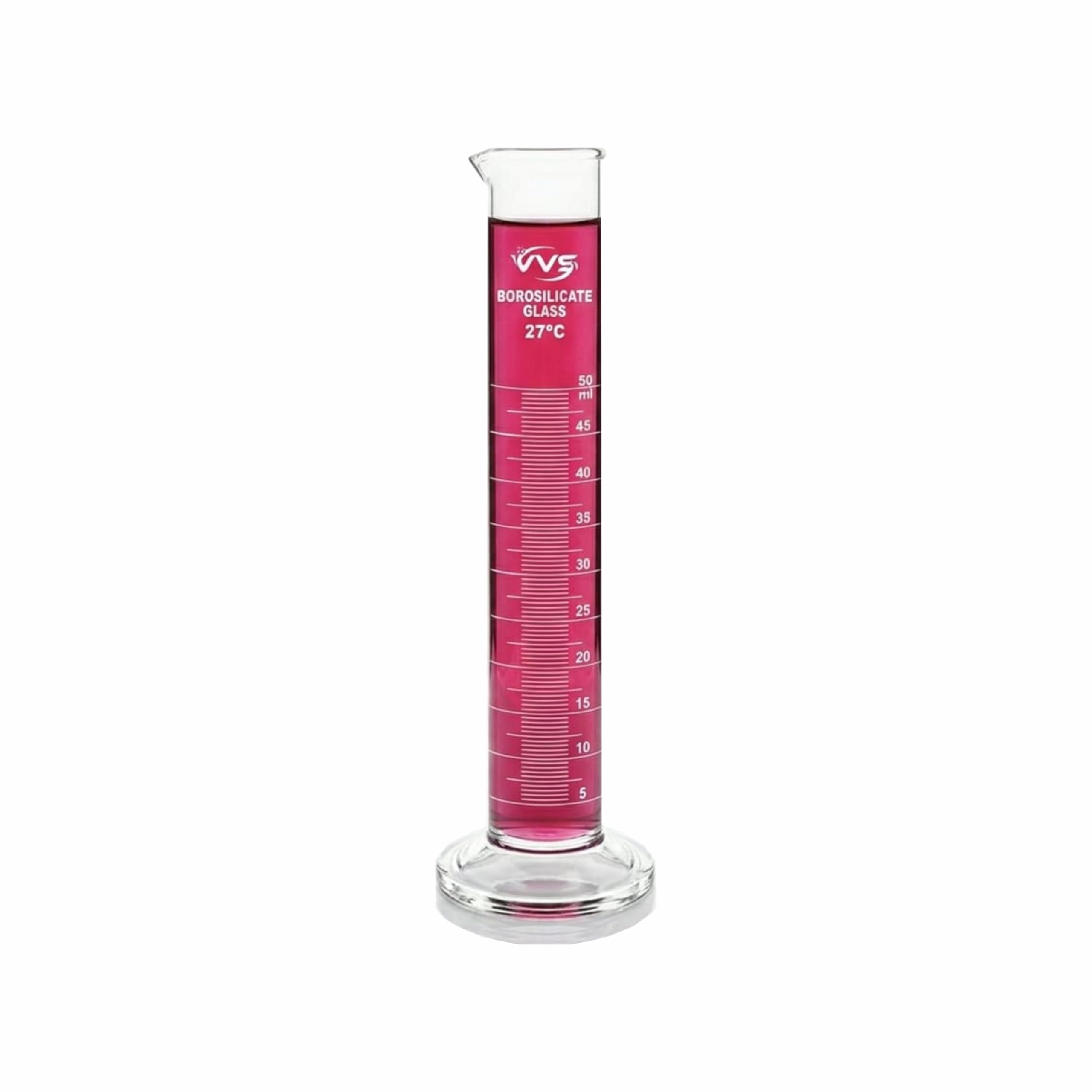 VVS Borosilicate 3.3 Glass Measuring Scientific Cylinder 50ml, 1pcs Round Base For School College Lab Laboratory Chemistry And Professional Use-image-22