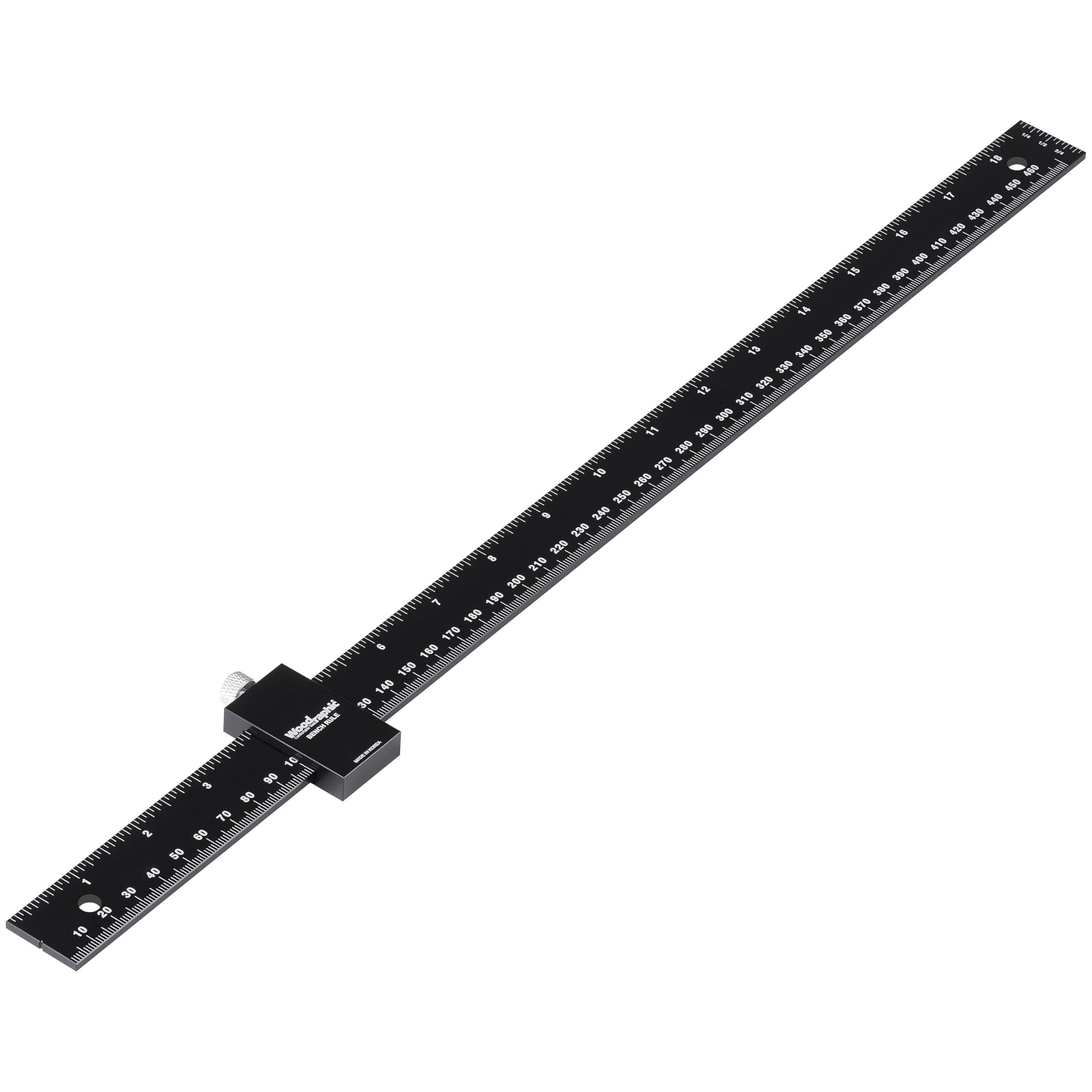 Combo de reglas de banco de 450 mm, regla de medición de precisión de doble escala, borde recto de aluminio CNC para carpintería, diseño, gabinetes, carpintería, proyectos de bricolaje