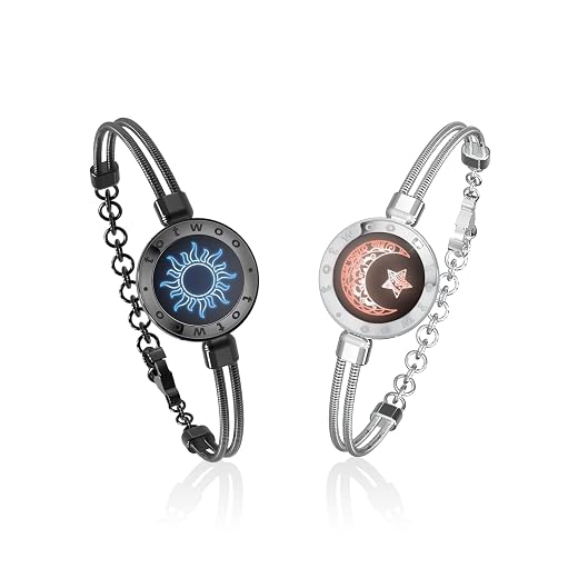 TOTWOO Long Distance Touch Bracelets for Couples, Light up & Vibration for Love - Women's Fashion Smart Jewelry, Romantic Gift for Girlfriend, One-to-One Bluetooth Pairing via App