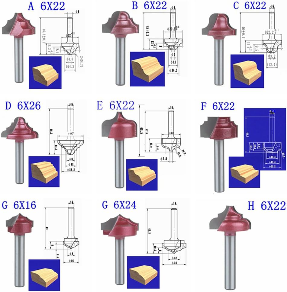 6Mm Shaft Diameter,9 Models Cnc Machine Milling Cutter