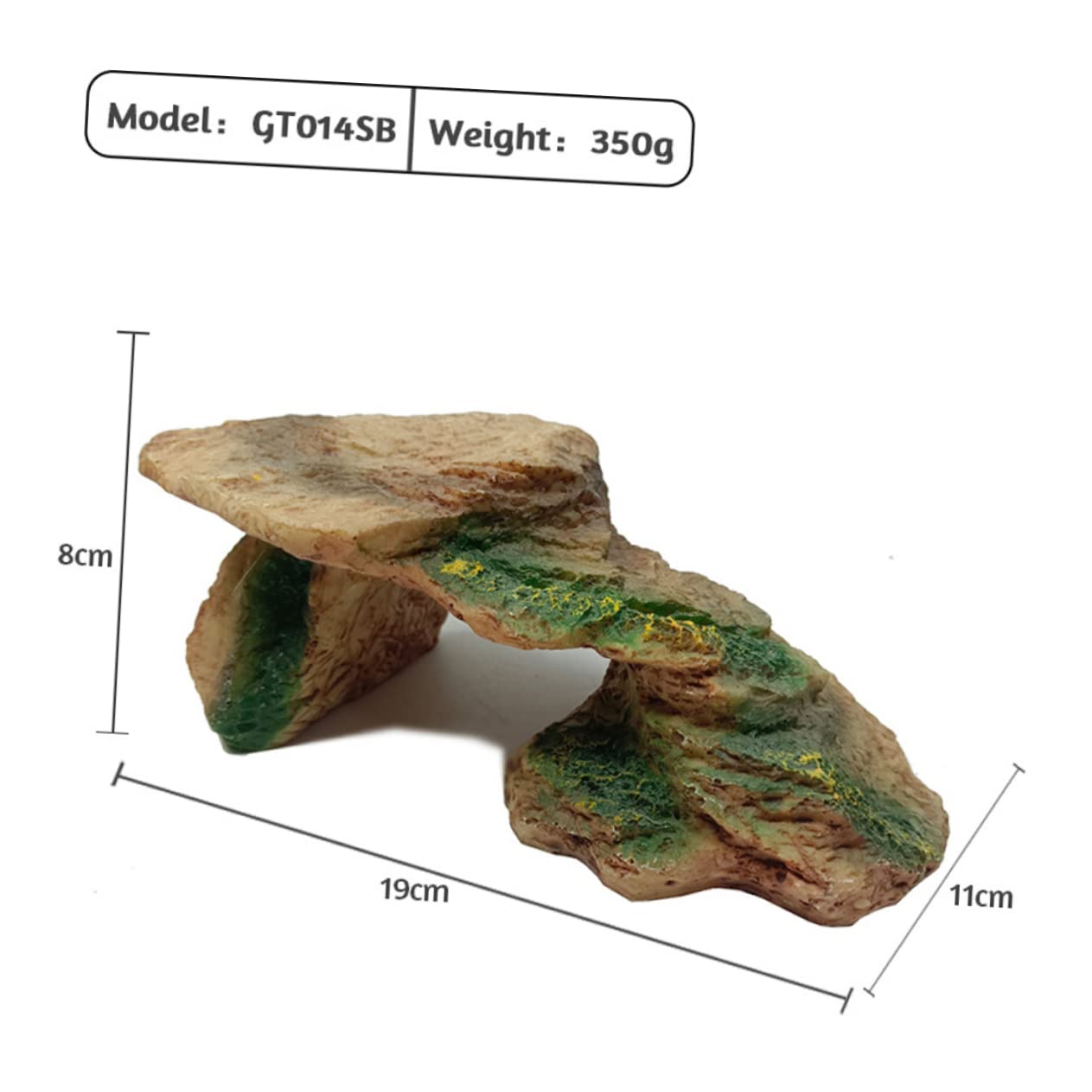 Sosoport Reptile Climbing Rock Hideout for Turtles and Lizards Lightweight Resin Decor for Terrarium Compact Basking Platform for Reptile Habitat for Bearded Dragons