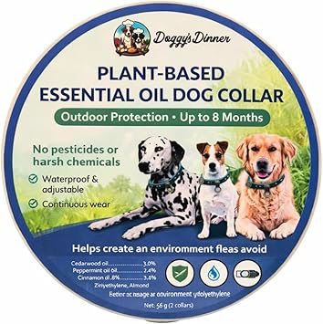Plant-Based Essential Oil Dog Collar for Flea-Prone Environments – Waterproof, Adjustable, Long-Lasting Outdoor Protection (Up to 8 Months)