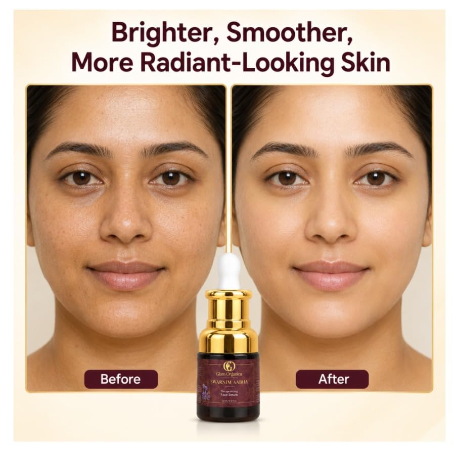 Image of Swarnim Aabha Age-Defying Face Serum, 15 ml | Enriched with Kumkumadi, Almond, Jojoba & Grapeseed Oil | Lightweight Radiance & Nourishing Facial Serum