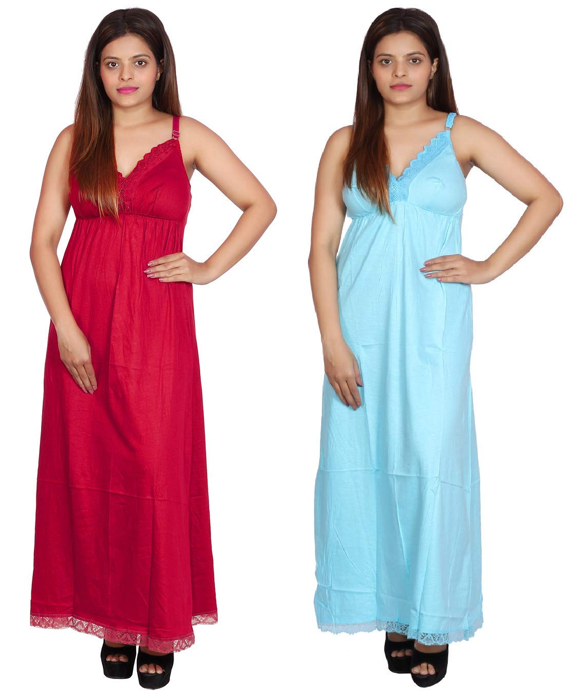 Rylie Women's Cotton Solid Maxi Nighty Slip