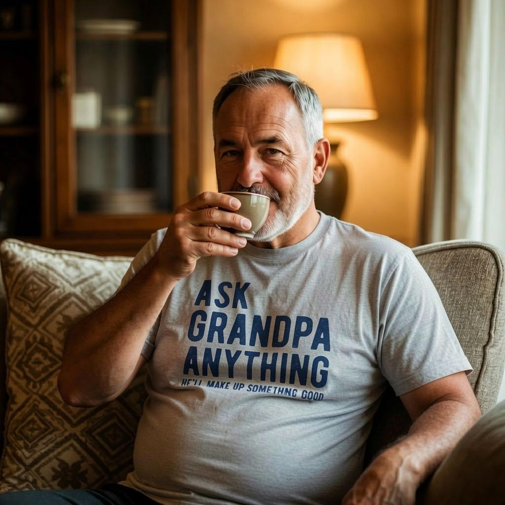 Mens Ask Grandpa Anything He'll Make Up Something Good T Shirt Funny Fathers Day Tee