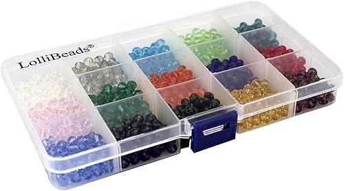 Miniatura 3 de LolliBeads (TM) Mezcla al por mayor Lote de 0.236 in Briolette Faceted Rondelle Cuentas de cristal para la fabricación de joyas con caja de