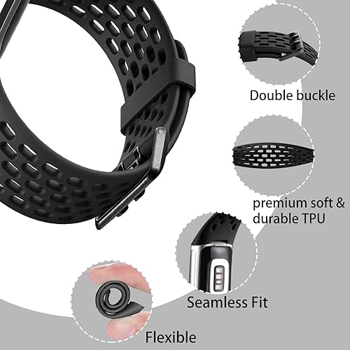Miniatura 3 de Correas deportivas transpirables  Compatible con Fitbit Charge 6Fitbit Charge 5 Bands, correa de silicona suave impermeable de repuesto para Charge