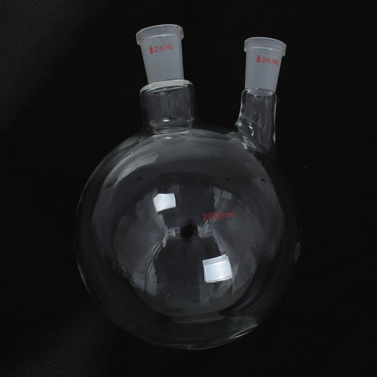 2000 ml 24/40 Joint okrągła kolba ze szkła podwójna szyjka laboratorium butelka do gotowania