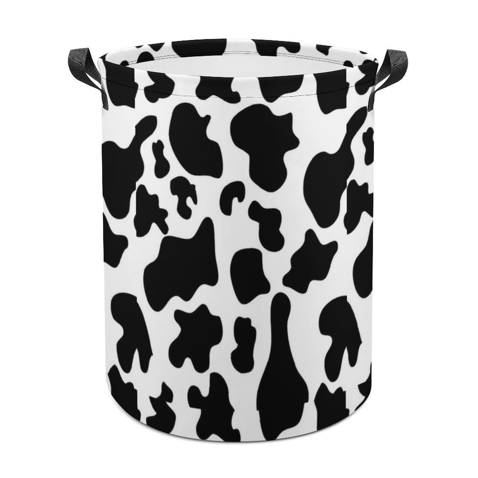 MHYRAC Laundry Hamper, Black Cow Print Laundry Basket, Washing Basket with Handle