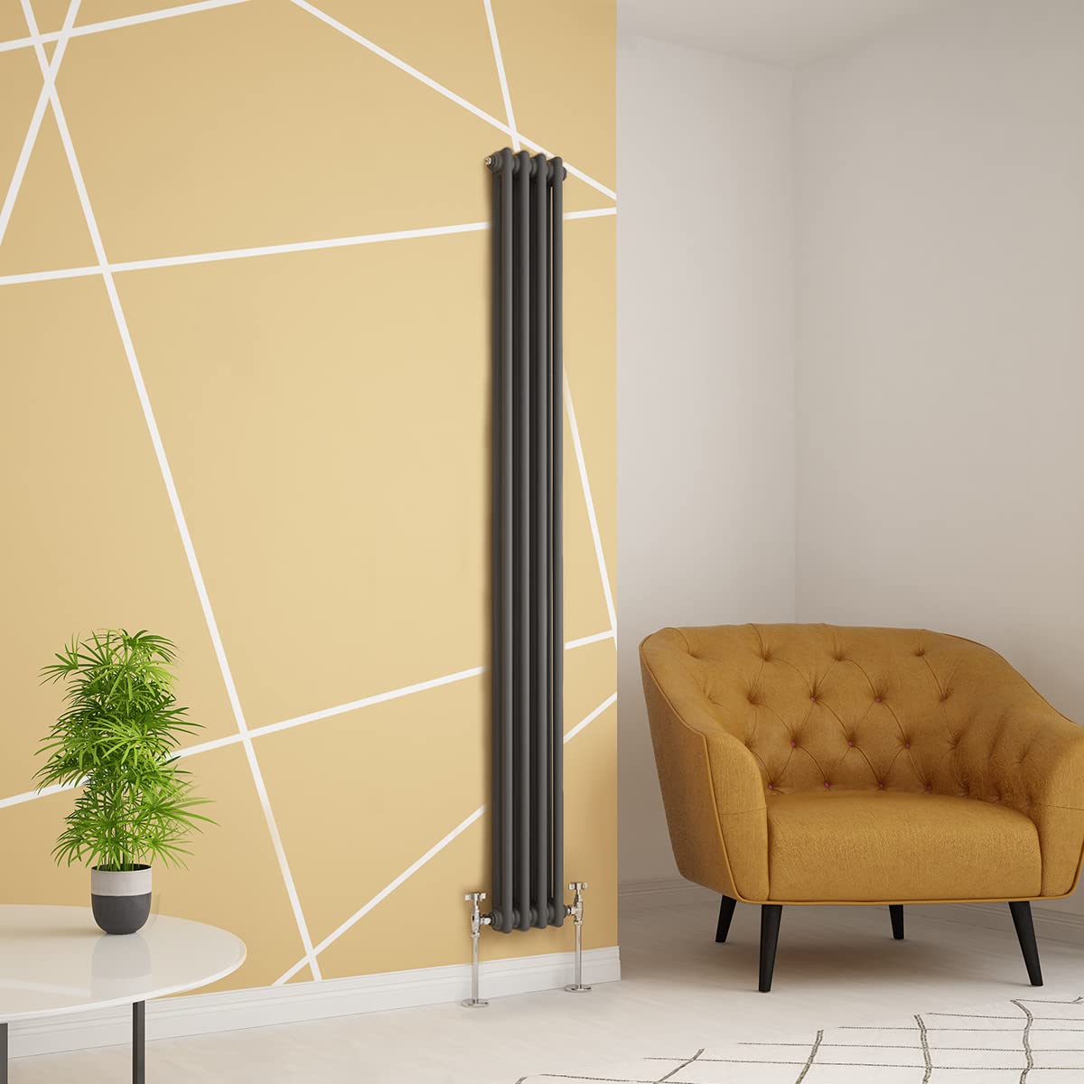 Warmehaus Traditional Radiator 2 Column Anthracite Vertical 1800x200mm โ image 1