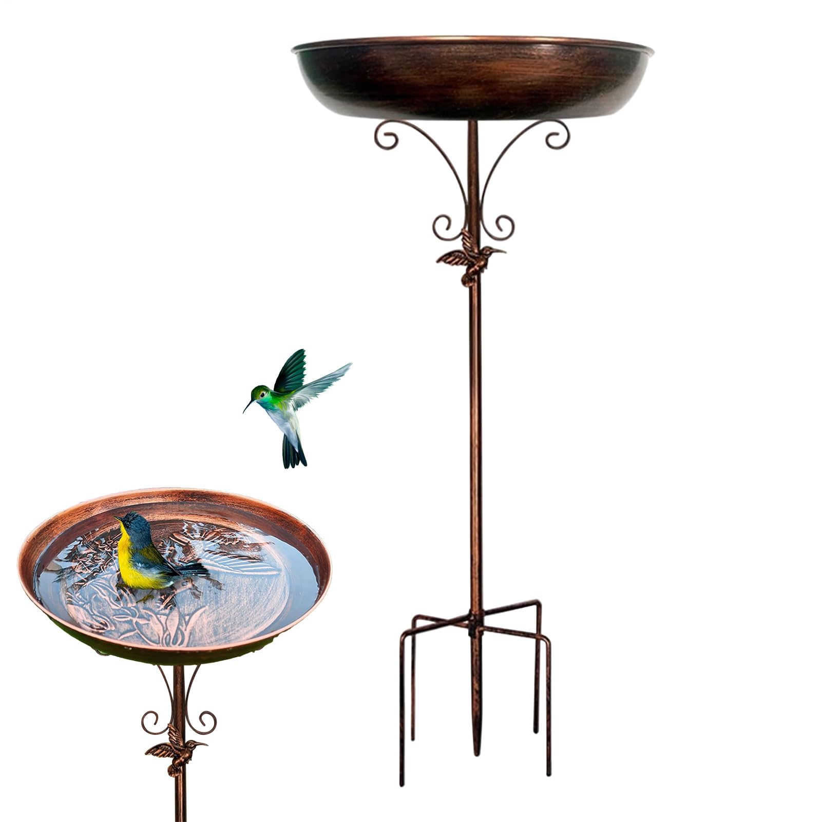 Vogeltränke für draußen – Hof-Vogelfutterspender, stehende Metall-Vogelfutterschale, Dekoration für Hof, Terrasse, Deck, Hinterhof, Balkon, Outdoor