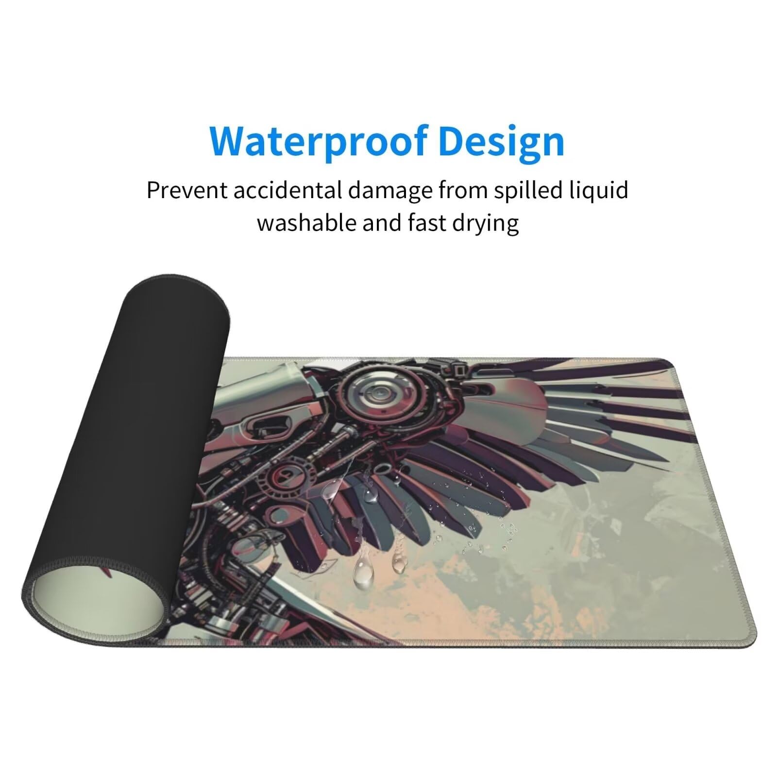 Tappetino Mouse, Tappetino Mouse Gaming Grande XXL 1500x800x3mm Tappetino Scrivania Mouse Pad, Base in Gomma Antiscivolo, Bordi Cuciti,Lavabile, Mousepad per Ufficio e Gaming (aquila) R-442