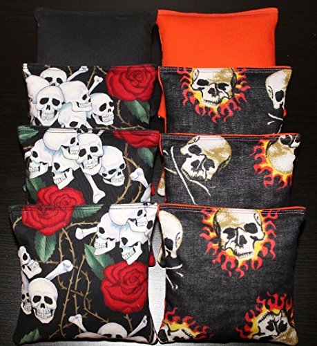 BackYardGamesUSA Skull Cornhole Bean Bags 8 ACA Regulation Party Bags Skeleton Party