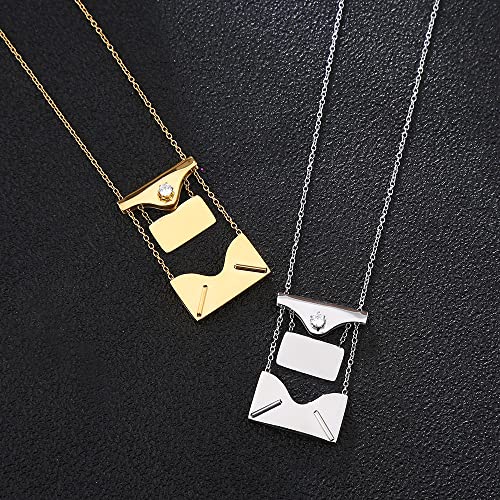 Agislone Personalized Envelope Locket Necklace For Women Customized Message Name Date Phrase Love Letter Necklace For Wife Mom Girlfriend Bff Couples (11 Sliver, Double-Sided Lettering) #TOP1