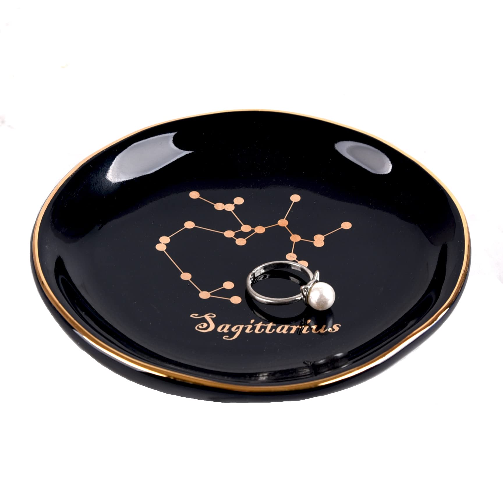 Koran Sagittarius Constellation Jewelry Dish Tray Ring Holder, Small Decorative Trinket Dish for Rings Earrings Necklaces,Zodiac Gift for Birthday Wedding Christmas Valentine