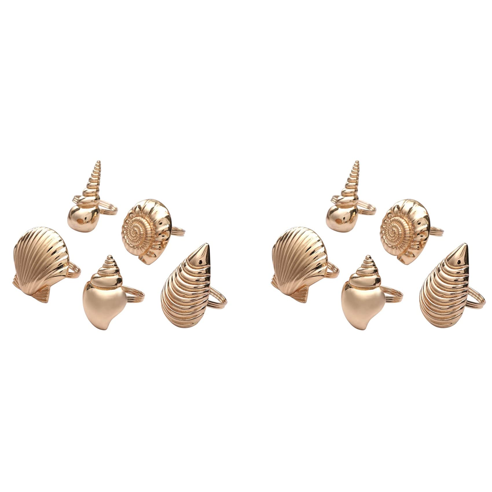 Hndhbfgrt 10X Coastal Theme Sea Shells Metal Napkin Rings for Weddings Receptions,Dinner Parties,Family Gatherings,Table Supplies