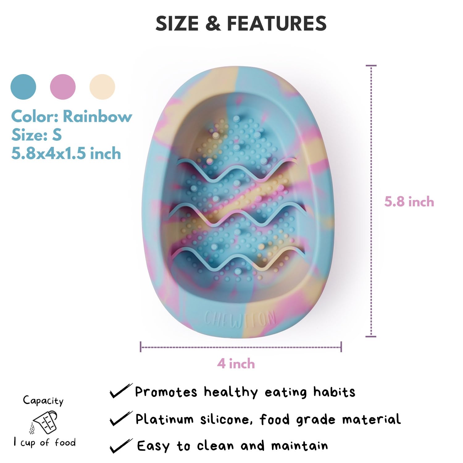 CHEWFFON Dog & Cat Lick Mat, Silicone Slow Feeder Bowl with Suction Cups - Image 3