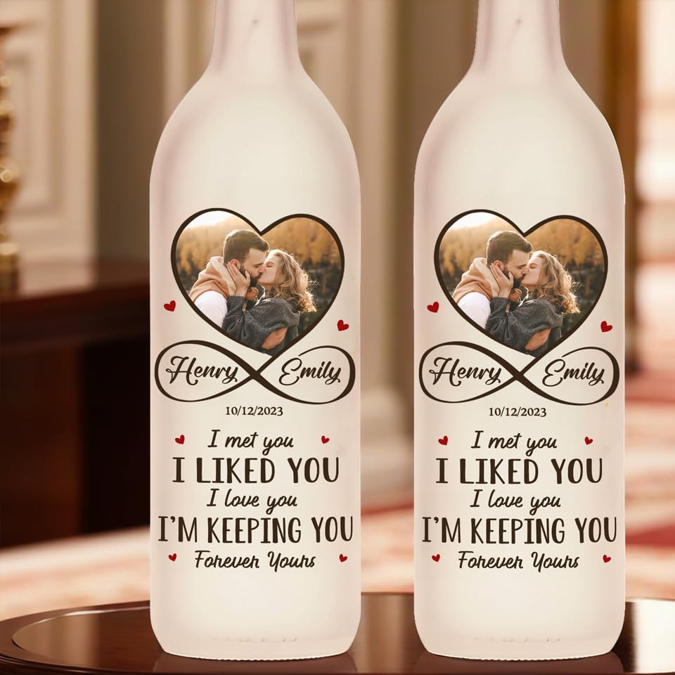 Image of Pawfect House Custom Photo Bottle Lamp, Personalized Anniversary Wedding Gifts for Husband and Wife, Him and Her, Every Moment Spent with You is A Treasure, Couple Gift Ideas, Welcome Home Decor