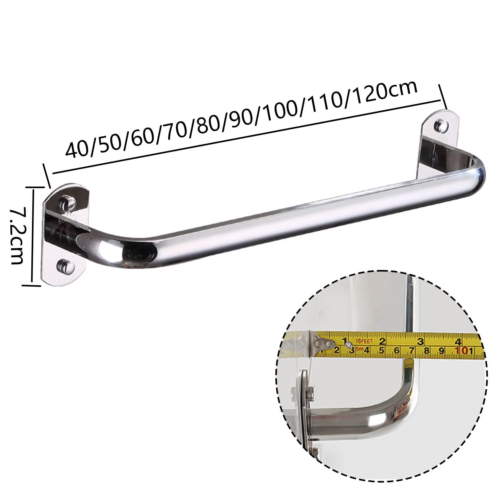 Barras para Toallas Plateadas, Soporte de Pared, Soporte Individual Resistente a la corrosión, Varillas de Acero Inoxidable, Acabado Pulido (tamaño: 100 cm)