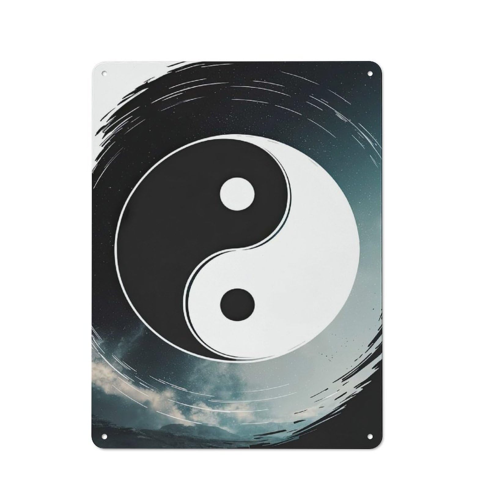 Junmoney Modern Zen Yin Yang Symbol Retro-Style Metal Sign 40X30cm For Garage Or Workshop, A Moving-Home Gift For Collectors Of Tin Signs