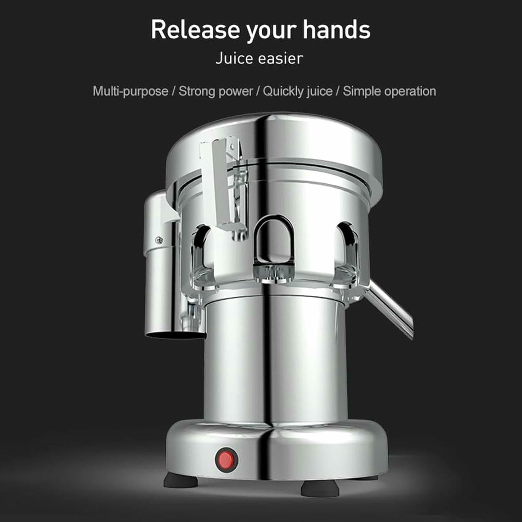 Exprimidor de cítricos Comercial – Máquina centrífuga de prensado en frío de Alta Resistencia para jugos, restaurantes y hoteles – 370 W, 4300 r/min – Extractor de Jugo de Acero in