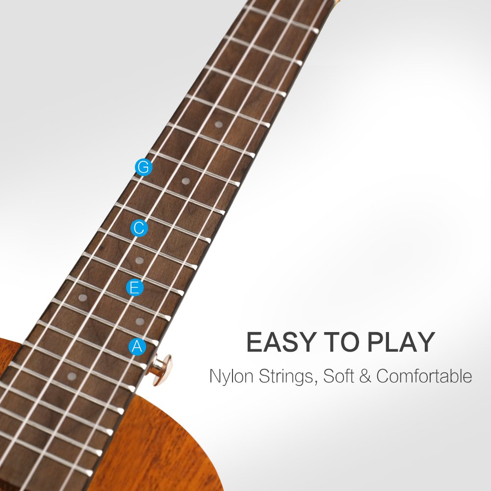 Concert Ukulele HUAWIND Mahogany 23 inch Professional Wooden Ukelele Instrument Kit w/Gig bag Digital Tuner Strap for Beginners