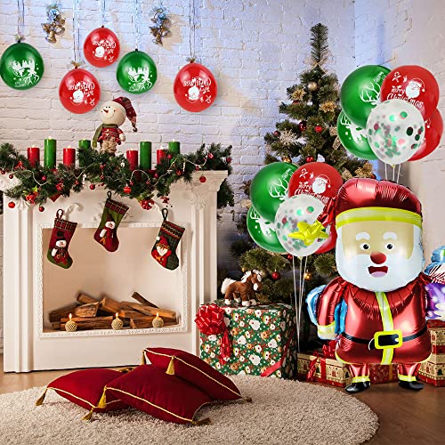 Christmas Party Decorations Balloon Set：colorful Merry Christmas Banners、Santa Balloon ,Aluminum Foil Balloons And Multicolored Latex Balloons For Xmas #TOP4