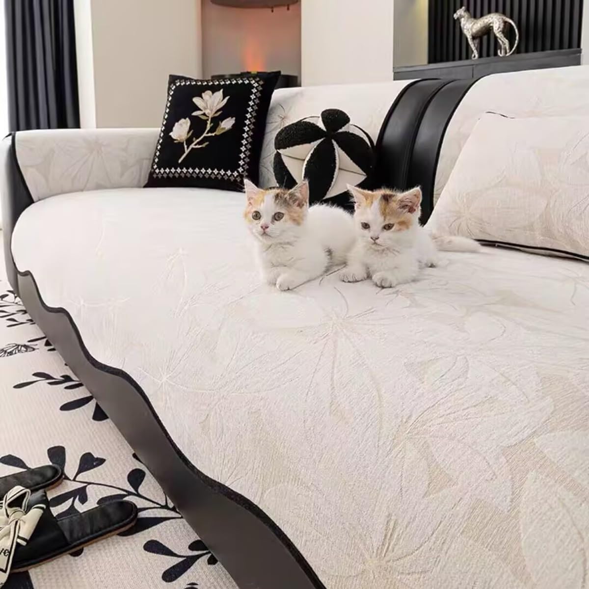 ZGWRYI Non Slip Sofa Cover,Thick Chenille Sofa Covers Non Slipcovers,Soft Washable Couch Seat Protector Pads Throws for Furniture Settee Corner Armchair(Beige,70x120cm)