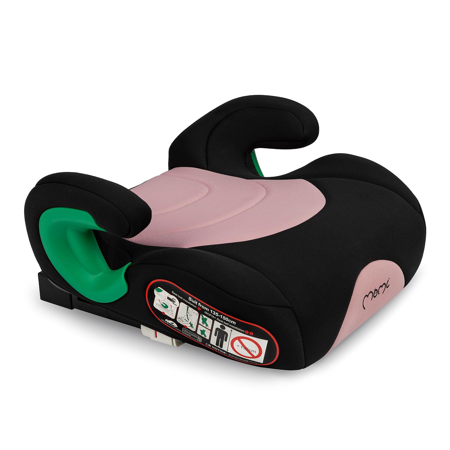 Alzador MoMi VENKO para niños de 135-150 cm de altura, estándar I-SIZE, montaje a favor de la marcha, fijación con ISOFIX, con reposabrazos acolchados, silla de coche grupo 2 y 3