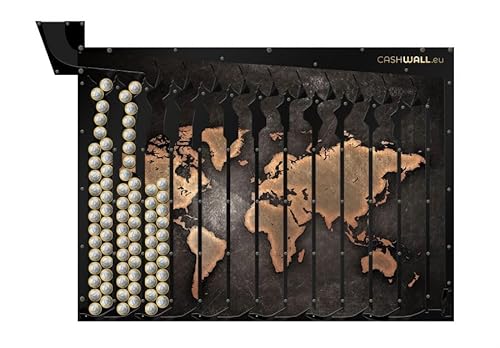 Cashwall - Wandspardose für ganze Jahr - 730 € Spare - 2 Euro - Geld Sparen Challenge | Spardose Nicht zum öffnen - Auszahlung bei vollständiger Füllung | Zum Aufhängen - Für Erwachsene und Kinder