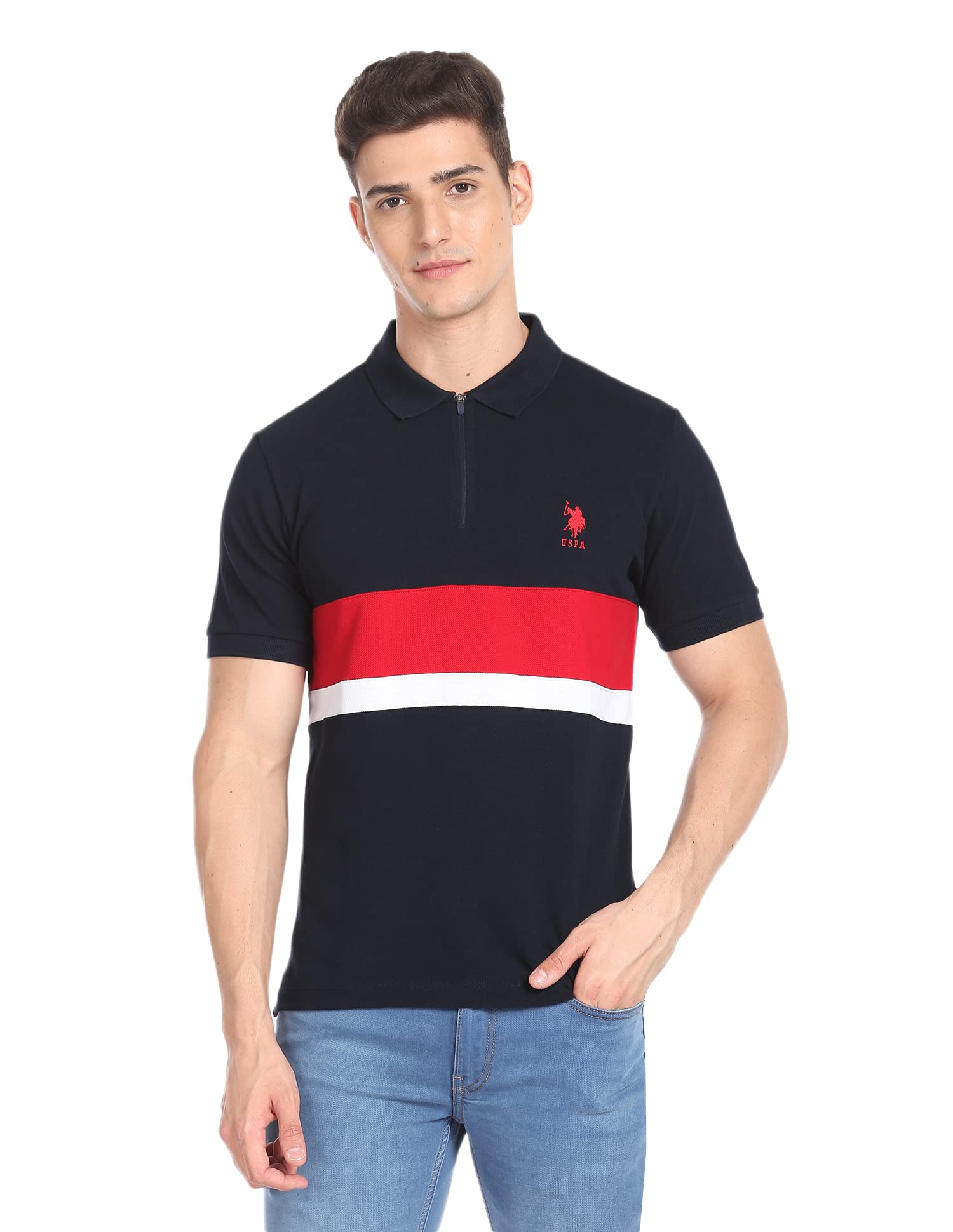 u.s. polo assn. Men Cotton Color Block Slim Fit T-Shirt-picture-22