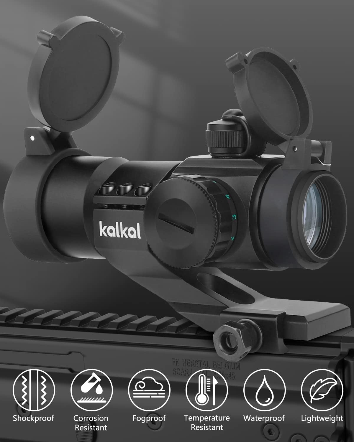 Kalkal Red Green Dot Sight, Reflex Sight Airsoft Gun Scope, 4 MOA Red Dot Optics for Picatinny Rail | Absolute Co Witness | Cantilever Mount : Sports & Outdoors